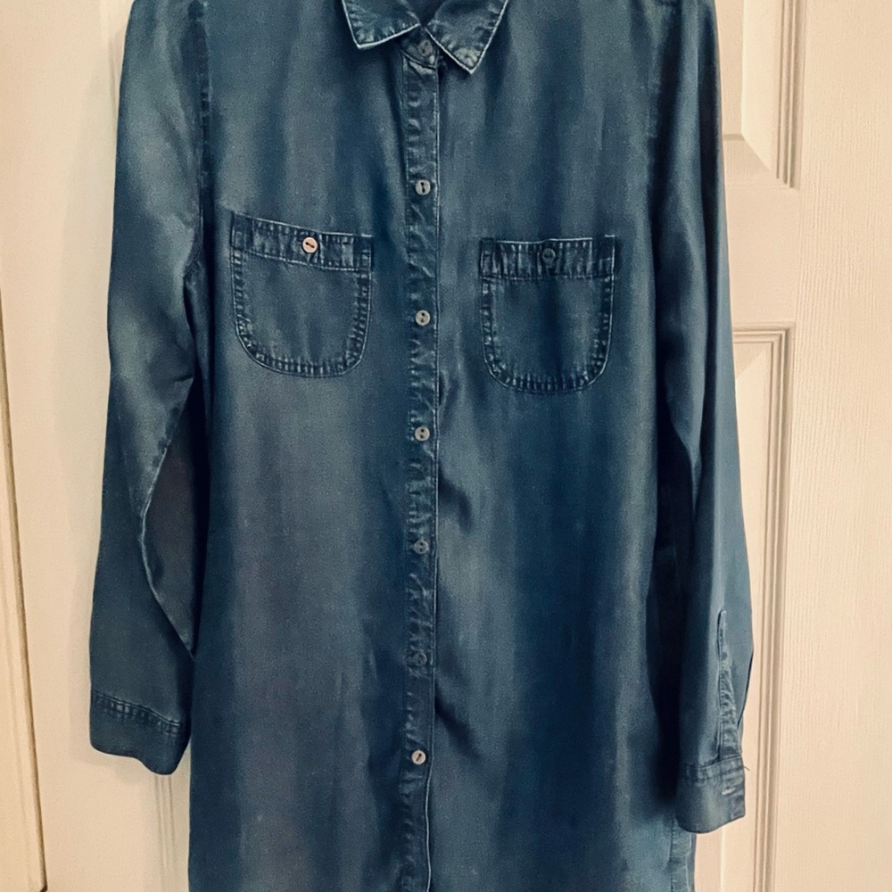 J. Jill Denim Tencel Tunic Button-Up Top. Size L